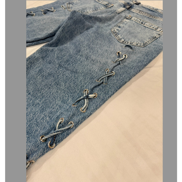 Zara Slim Jeans with side lacing Z1975 Size 38 EU 6 US - Picture 7 of 9